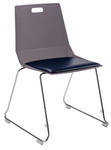 National Public Seating LūvraFlex Chair with Padded Seat - Charcoal Back - Blue Seat - Model LVC20-11-04