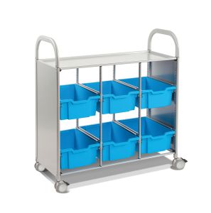 Gratnells Callero Plus Triple Column Cart with Casters and 6 Deep Trays