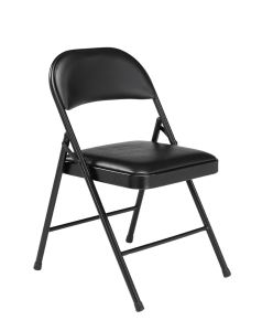 4 PACK Commercialine All-Steel Vinyl Padded Folding Chair-Black