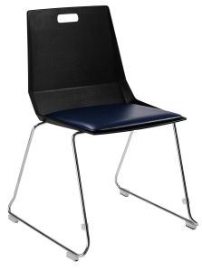 National Public Seating LūvraFlex Chair with Padded Seat - Black Back - Blue Seat - Model LVC10-11-04