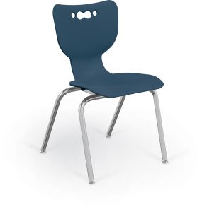 MooreCo Hierarchy 4-Leg School Chair, 18" Height, Chrome Frame, Navy Shell