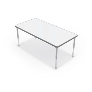 MooreCo Hierarchy Activity Table + Porcelain Top – 6030 Rectangle - Youth Height Legs (Platinum), 12" – 18"H x 60"W x 30"D