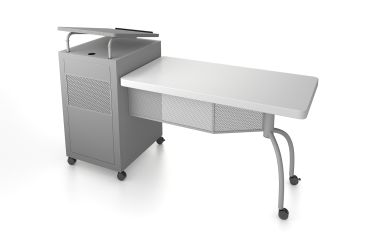Oklahoma Sound® Edupod Teacher's Desk & Lectern Combo, Grey Hammer Tone