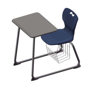 USACapitol Ntersect 18” H Hard Plastic Dual-Entry Sled Combination Desk with Book Basket - 18" D x 24" W