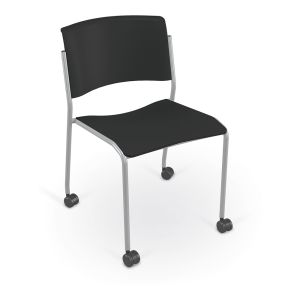 MooreCo Akt 4-Leg Chair with Hard Casters - Black, 30" H x 20" W x 22.5" D