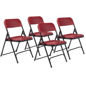 4 PACK National Public Seating 800 Series Commercial Plastic Folding Chair-Burgundy