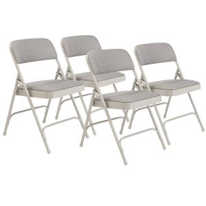 4 PACK National Public Seating 2200 Series Fabric Padded Metal Folding Chair-Gray