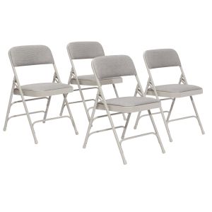 4 PACK National Public Seating 2300 Series Fabric Padded Metal Folding Chair Triple Brace-Gray