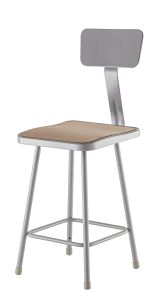 NPS Square Lab Stool with Backrest - 24" Seat Height