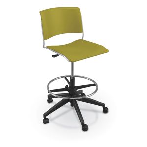 MooreCo Akt 5-Star Stool with Hard Casters - Bee, 35.5"- 42.5" H x 27.5" W x 27.5" D