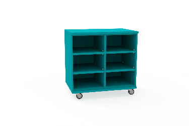 REplay® Mobile Open Base Cabinet Unit with 1 Vertical Divider, 4 Adjustable Shelves, and Casters - 48"W x 23"D x 35.5"H