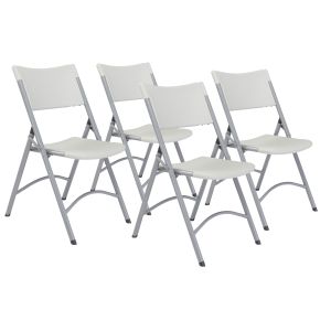 4 PACK National Public Seating 600 Series Resin Plastic Folding Chair Commercial-Speckled Gray