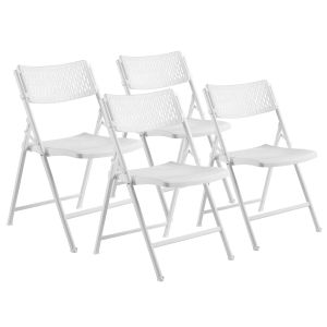 4 PACK National Public Seating Oversized 1000 LB AirFlex Plastic Folding Chair - White - Model 1421