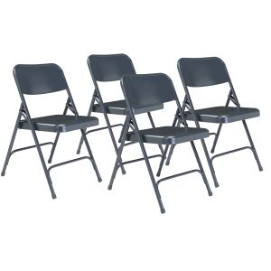4 PACK National Public Seating Commercial All-Steel Folding Chair 200 Series-Char-Blue