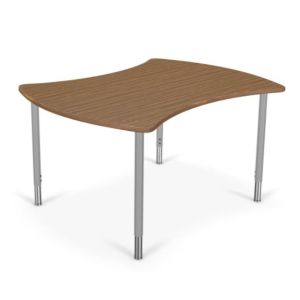 MooreCo Hierarchy Quad Table (Large) – Platinum, 22" – 32"H x 47.4"W x 35.7"D