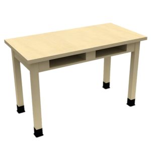 Diversified Spaces PerpetuLab Science Lab Table with Book Compartments, Wood Legs, and Butcher Block Top - 42" x 54"