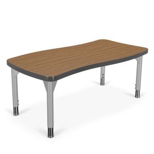 MooreCo Hierarchy Creator Desk – Rectangle – Youth Height Legs (Platinum), 12" – 18"H x 32.1"W x 21.4"D
