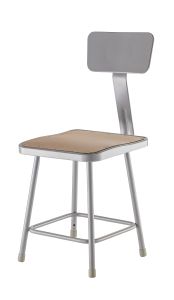 NPS Square Lab Stool with Backrest - 18" Seat Height