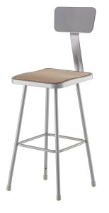 2 PACK NPS Square Lab Stool with Backrest - 30" Seat Height