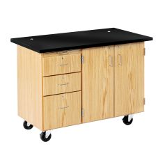 Diversified Spaces Mobile Lab with 3 Drawers, Storage, with Rod Sockets
