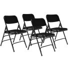 4 PACK National Public Seating Commercial Steel Folding Chair 300 Series with Triple Braces-Black
