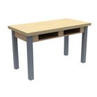 Diversified Spaces PerpetuLab Science Lab Table with Book Compartments, Steel Legs, and Butcher Block Top - 30" x 60"