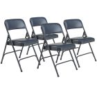 4 PACK National Public Seating 1200 Series Vinyl Padded Folding Chair-Blue