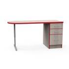 Universal Appleton Teacher's Desk with 3mm Edge HPL Shaped Top, 2 Box Drawers, 1 File Drawer, UNET Leg, Glides, 60" W x 24" D