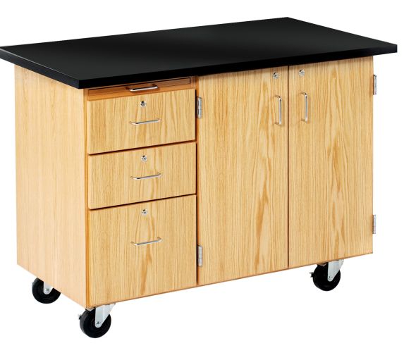 Mobile Lab Rack Diversified Spaces Mobile Lab with 3 Drawers, Storage, with Solid Top