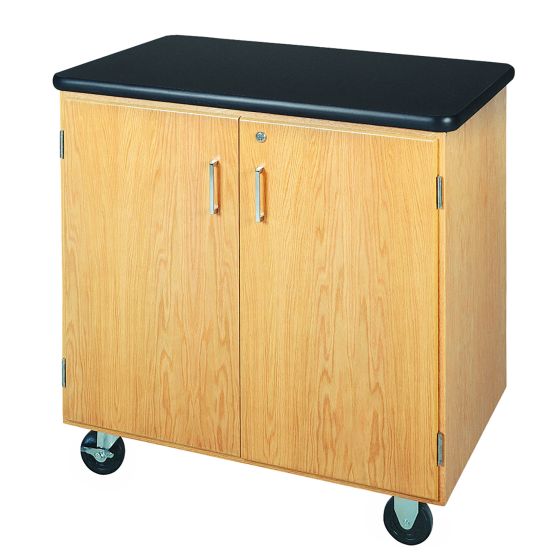 Mobile Rack Locking Diversified Spaces Mobile Storage Cabinet with Locking Doors - Oak Wood ...